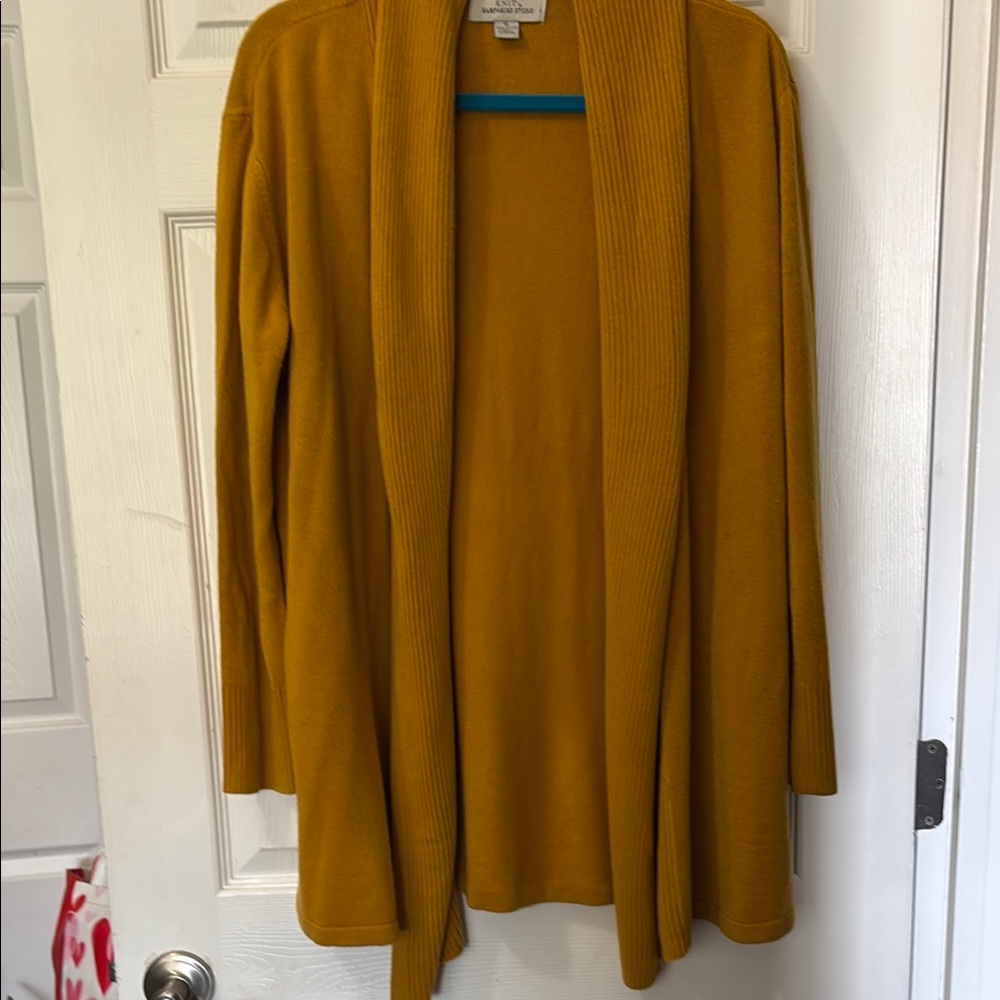 Open-Front Mustard Cardigan Sweater